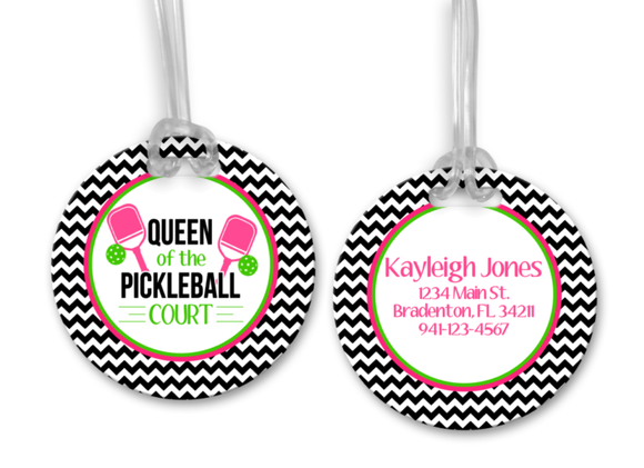 Queen of the Pickleball Court Bag Tag, Sports Bag Tags