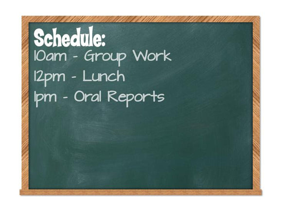 Schedule Chalboard or Whiteboard Decal, Classroom Decal