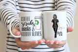 Coffee, Scrubs, Masks and Rubber Gloves, Personalized Nurse or Doctor Mug